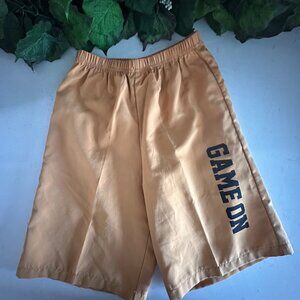 Game On Boys Tan Athletic Shorts 7/8Y 100% Polyester Elastic Waistband